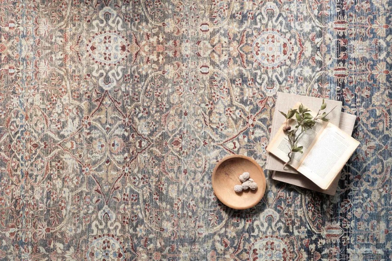 JULES COLLECTION FLOOR RUG - DENIM/SPICE - Alexandra Lauren Home Collection