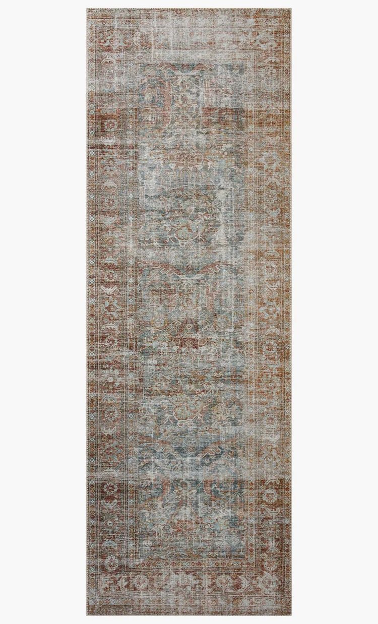 JULES COLLECTION FLOOR RUG - LAGOON/BRICK - Alexandra Lauren Home Collection