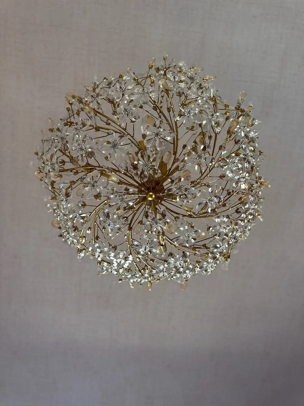Cheshire Basin Chandelier – Crystal Floral Design with Gold Frame