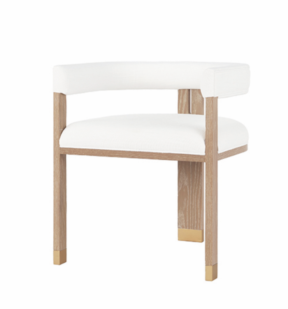 Jude Barrel Back Dining Chair - White Linen & Oak