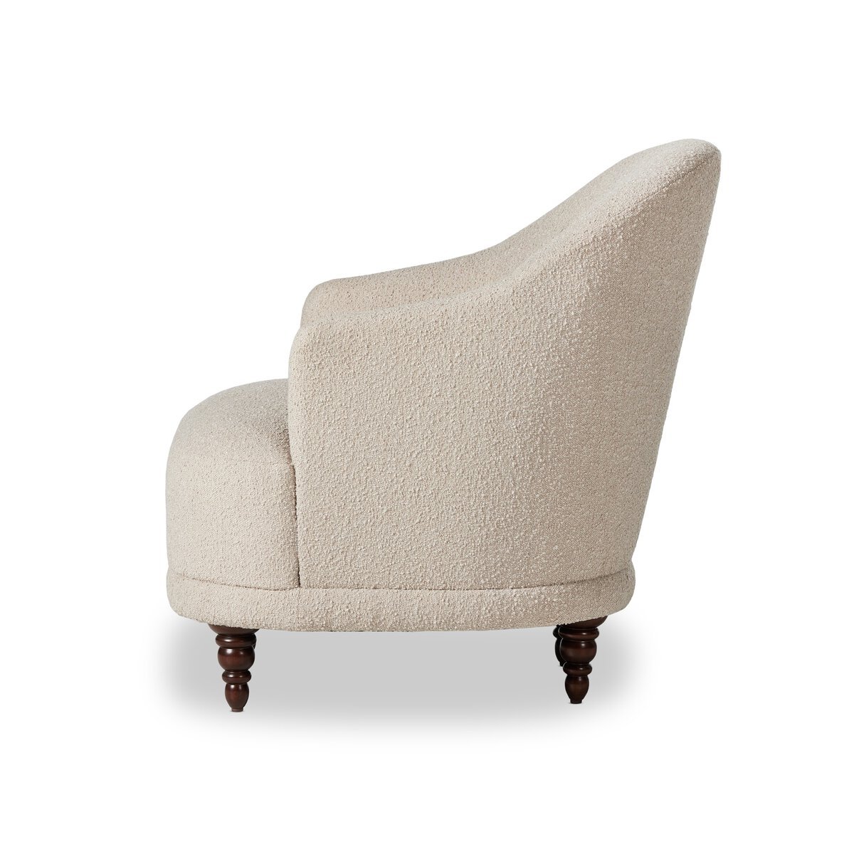 Side Profile of Traditional Lounge Chair in Light Sand Upholstery