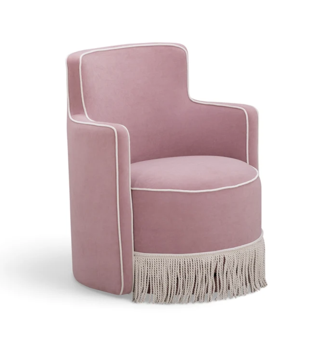 Passe Tasseled Velvet Swivel Mahjong Chair - Pink or Tan