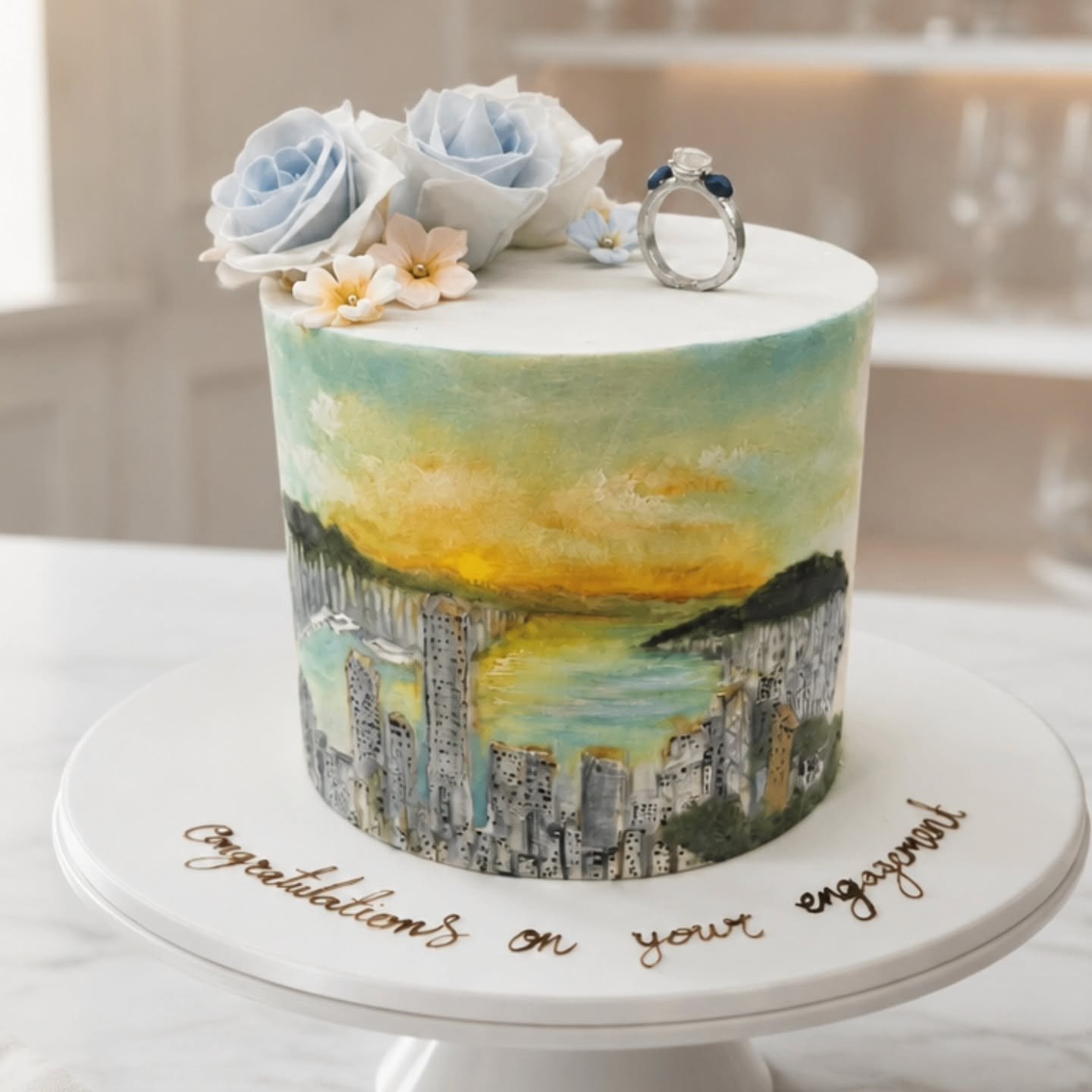 A surprise engagement cake for one of my upcoming couples from Tom and Christine who I had the pleasure of making a wedding cake for a few years ago!
What wonderful friends! ❤️❤️

#weddingcakes
#friends