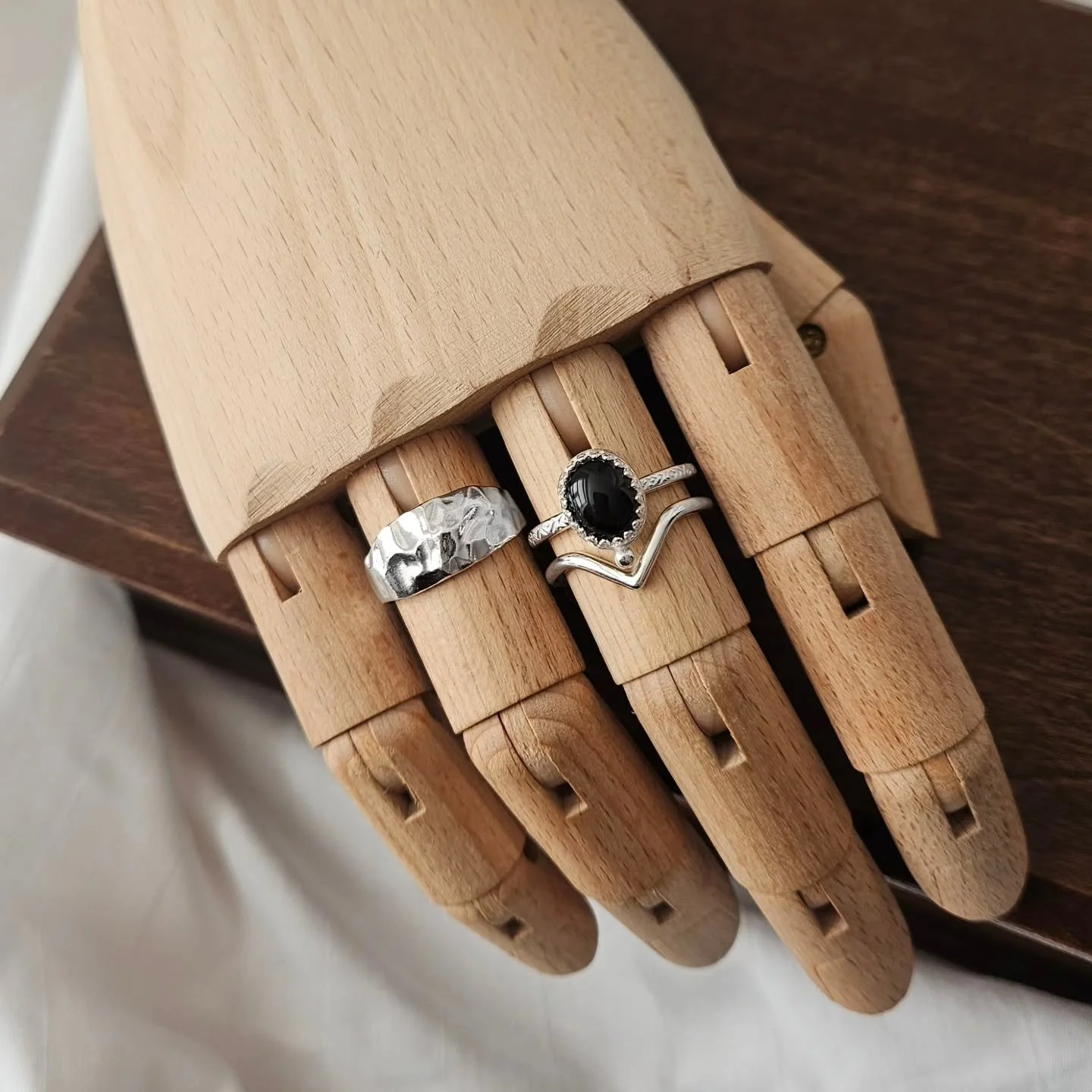 Silver rings on a Sunday afternoon 🖤 
I love the bold contrast between silver and black onyx stones.

#bblanedesigns #handcraftedjewellery #rings #handmadejewellery #silverjewellery