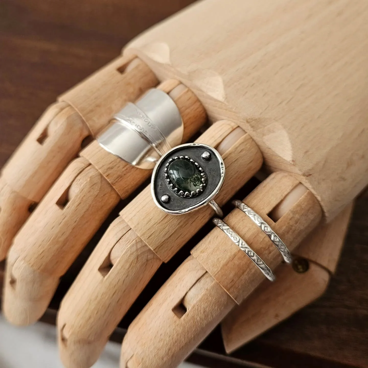 Bring a piece of the forest with you, wherever you are in the world!

Moss Agate &amp; Recycled Sterling Silver, for the nature lovers.

#handmaderings #handcraftedjewellery #smallbusiness #sustainablefashion #madeinnorthernireland