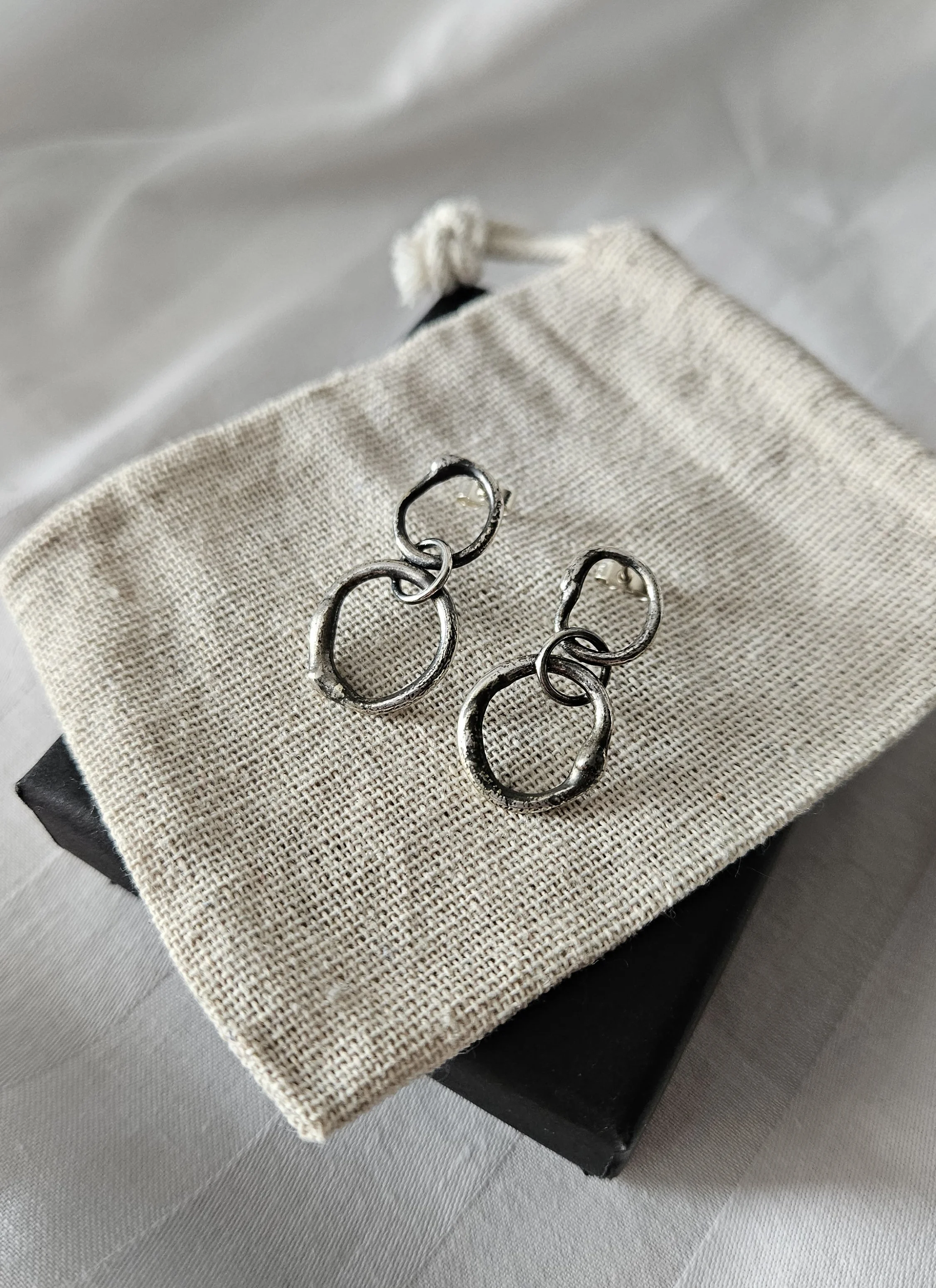Interlinked Earrings - Blackened Sterling Silver