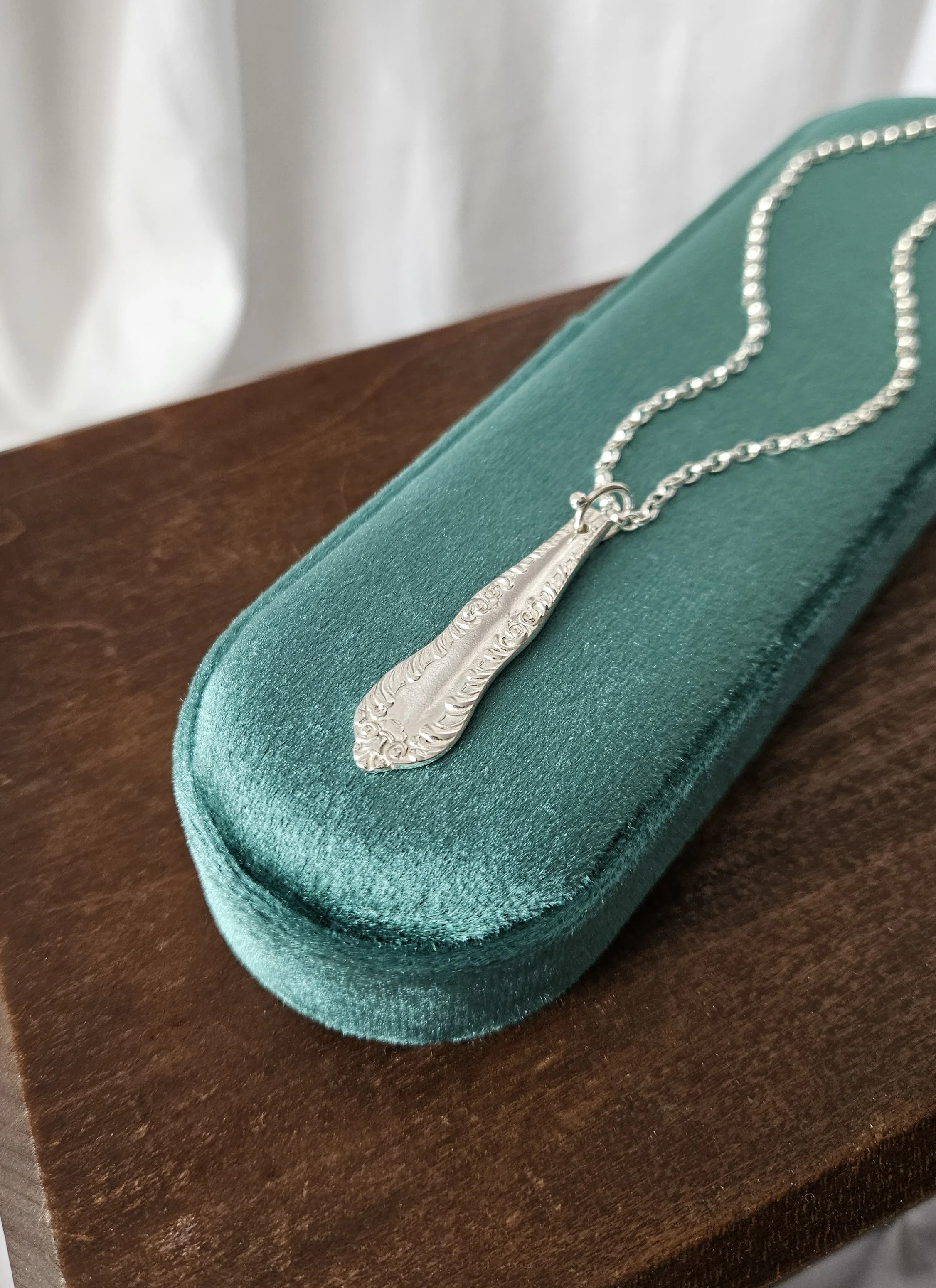 Filigree Style Spoon Handle Necklace - Hallmarked Solid Sterling Silver