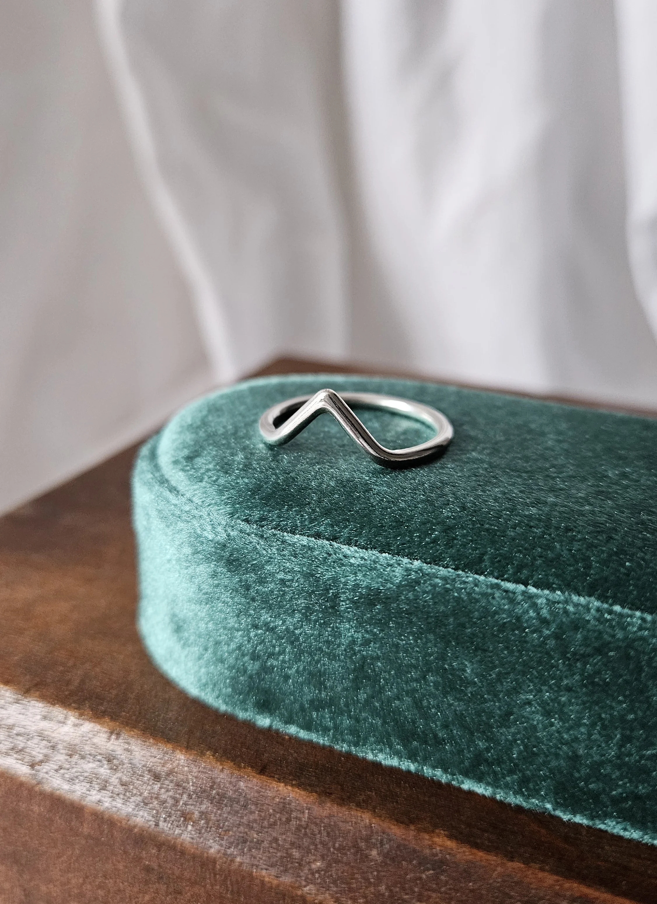 Chevron, Sterling Silver Wishbone Ring