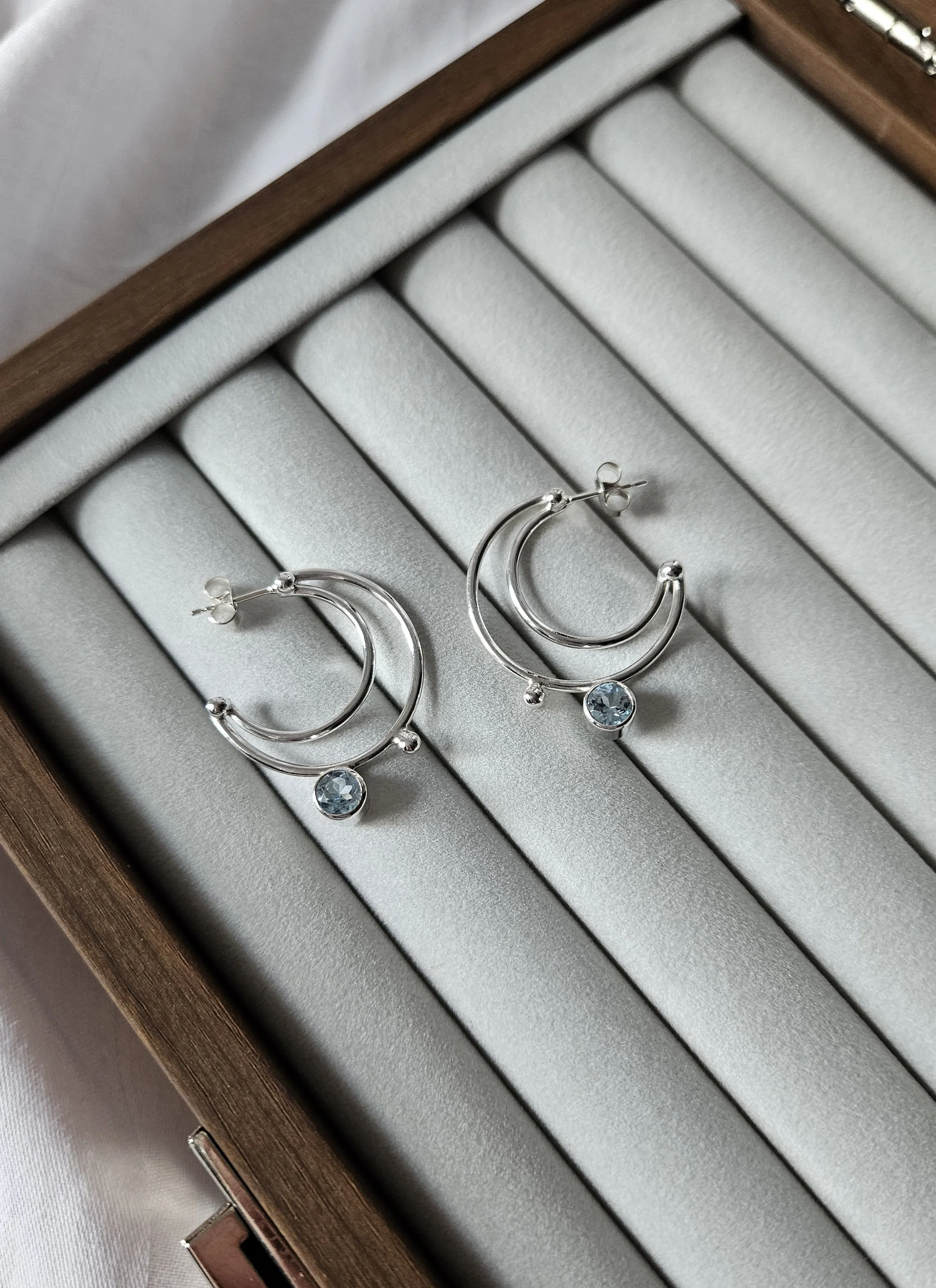 'Orbit' Hoop Earrings - Topaz & Sterling Silver