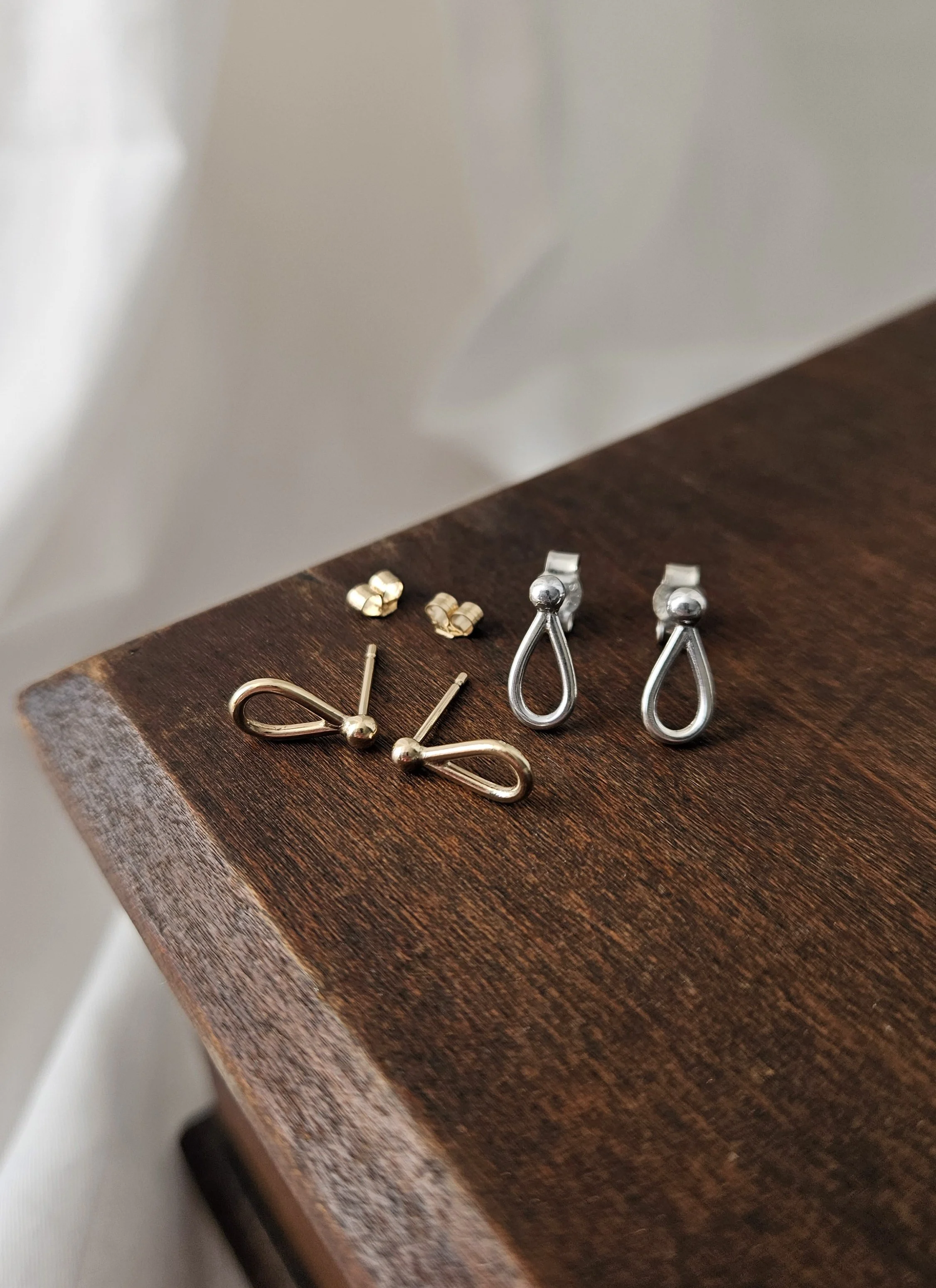Raindrop Stud Earrings - Solid 9ct Gold / Sterling Silver
