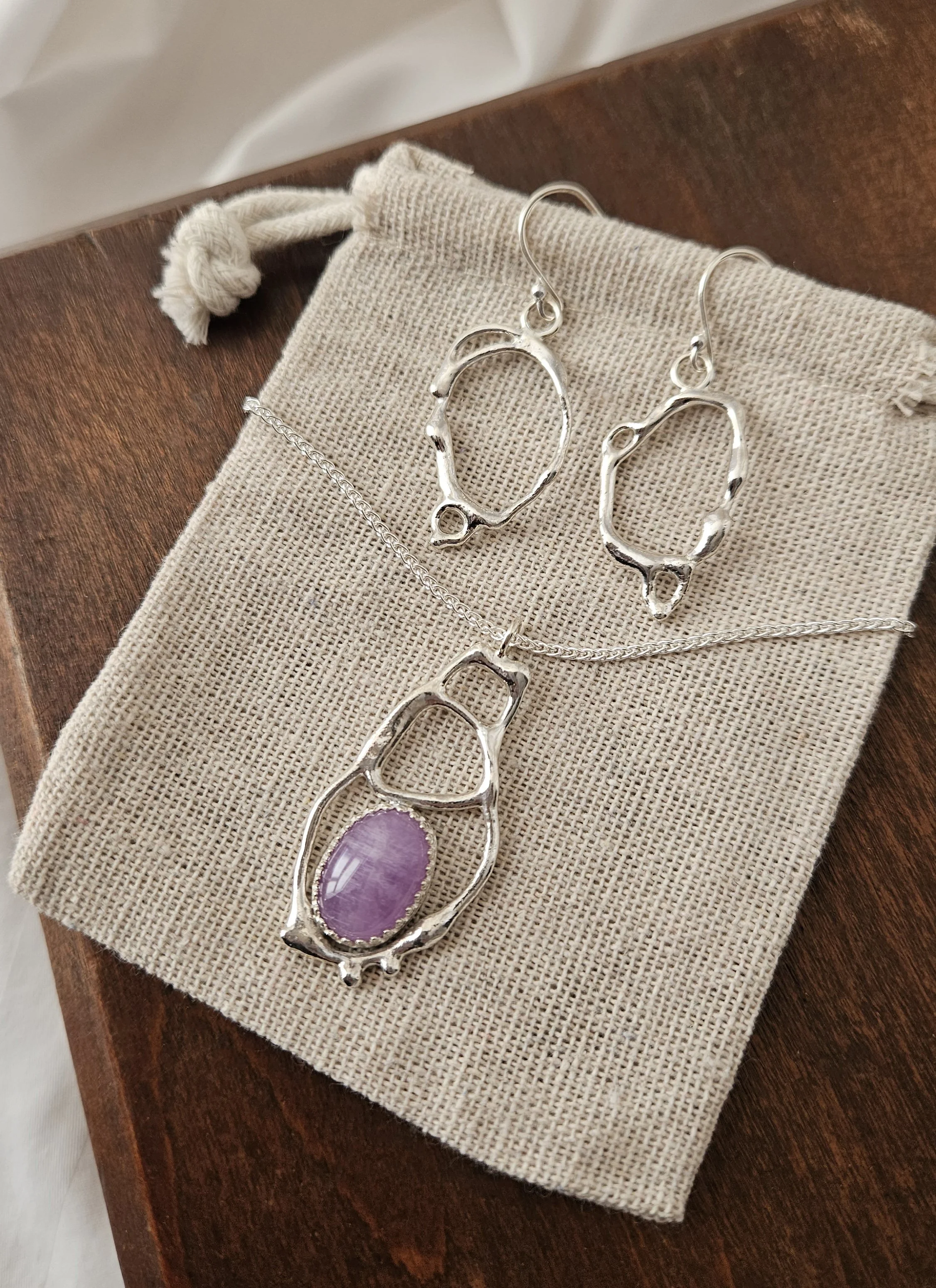 Lavender Amethyst Molten Necklace - Sterling Silver