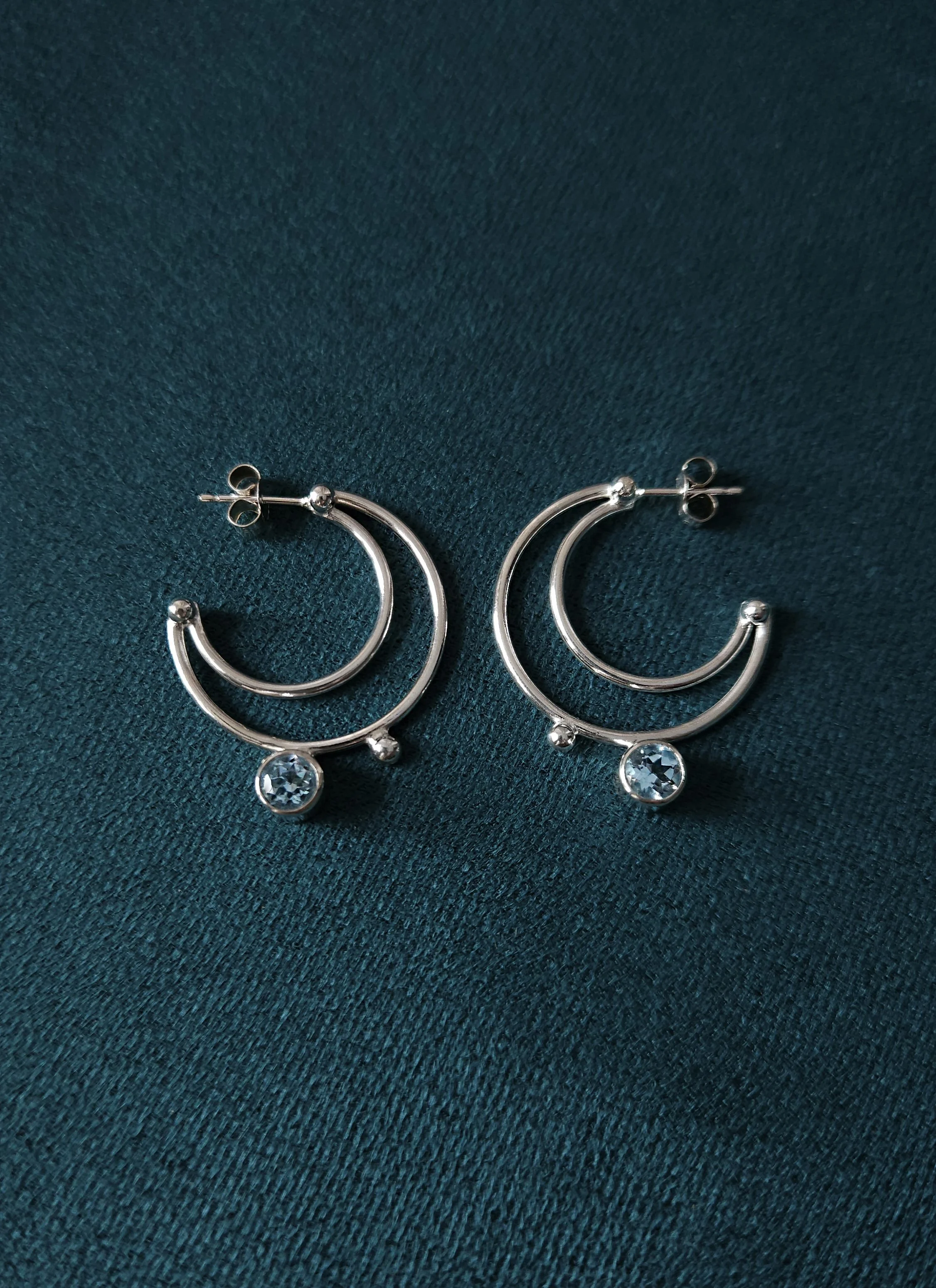 'Orbit' Hoop Earrings - Topaz & Sterling Silver