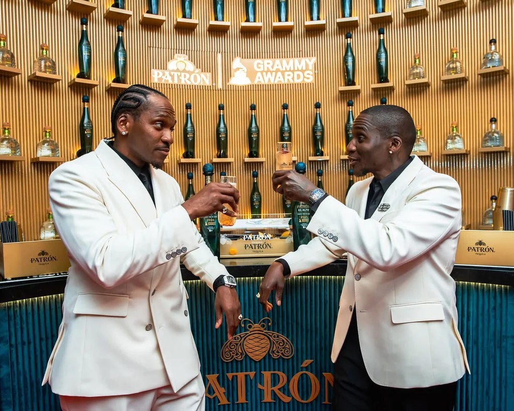 Clipse celebrating their Grammy Award win at the Patrón Tequila Media Center Bar