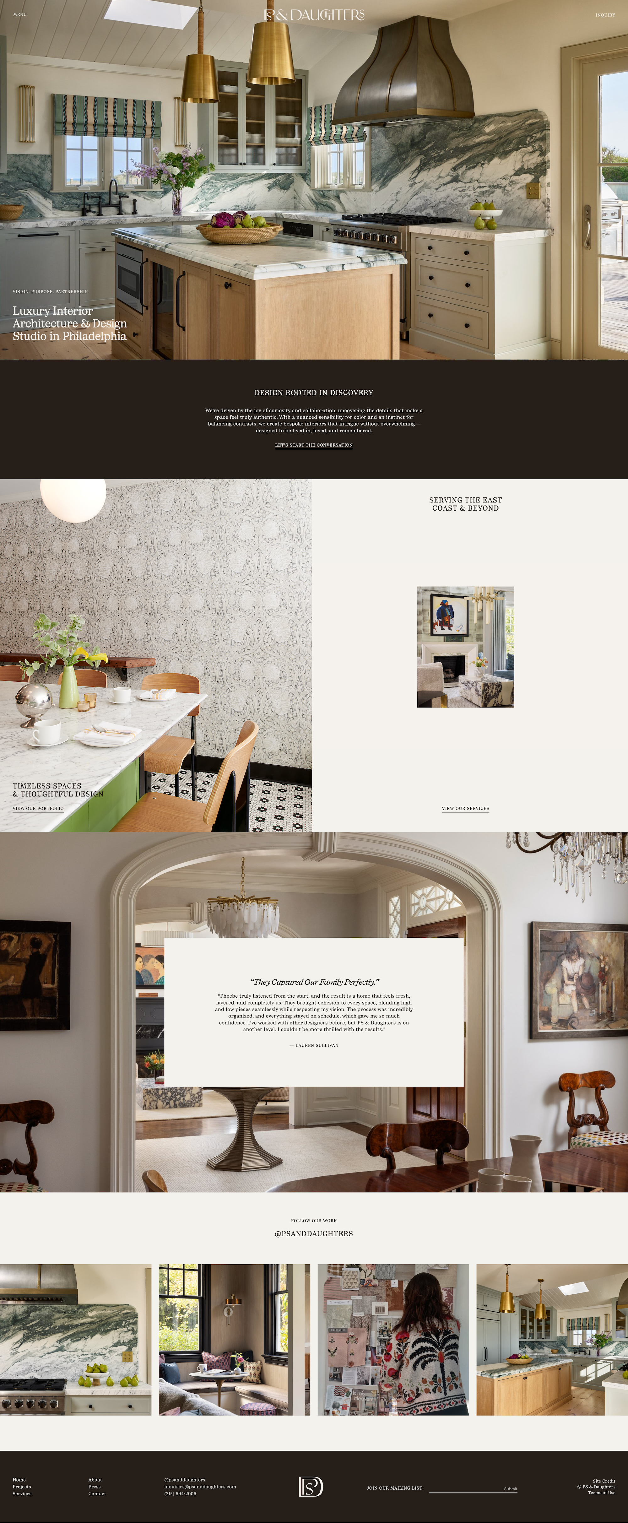 PS &amp; Daughters homepage design