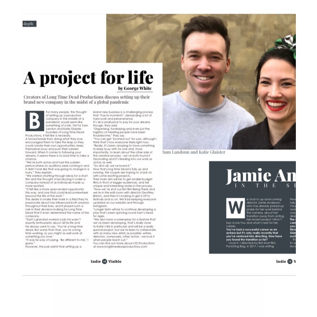 PUBLICATION: Thank you so much to @indievisiblemag for having us in their 2nd issue! We loved talking to you about setting up LTD and creating our debut short &lsquo;Being There&rsquo;. Congrats and thanks again, what a great read. 

Be sure to check