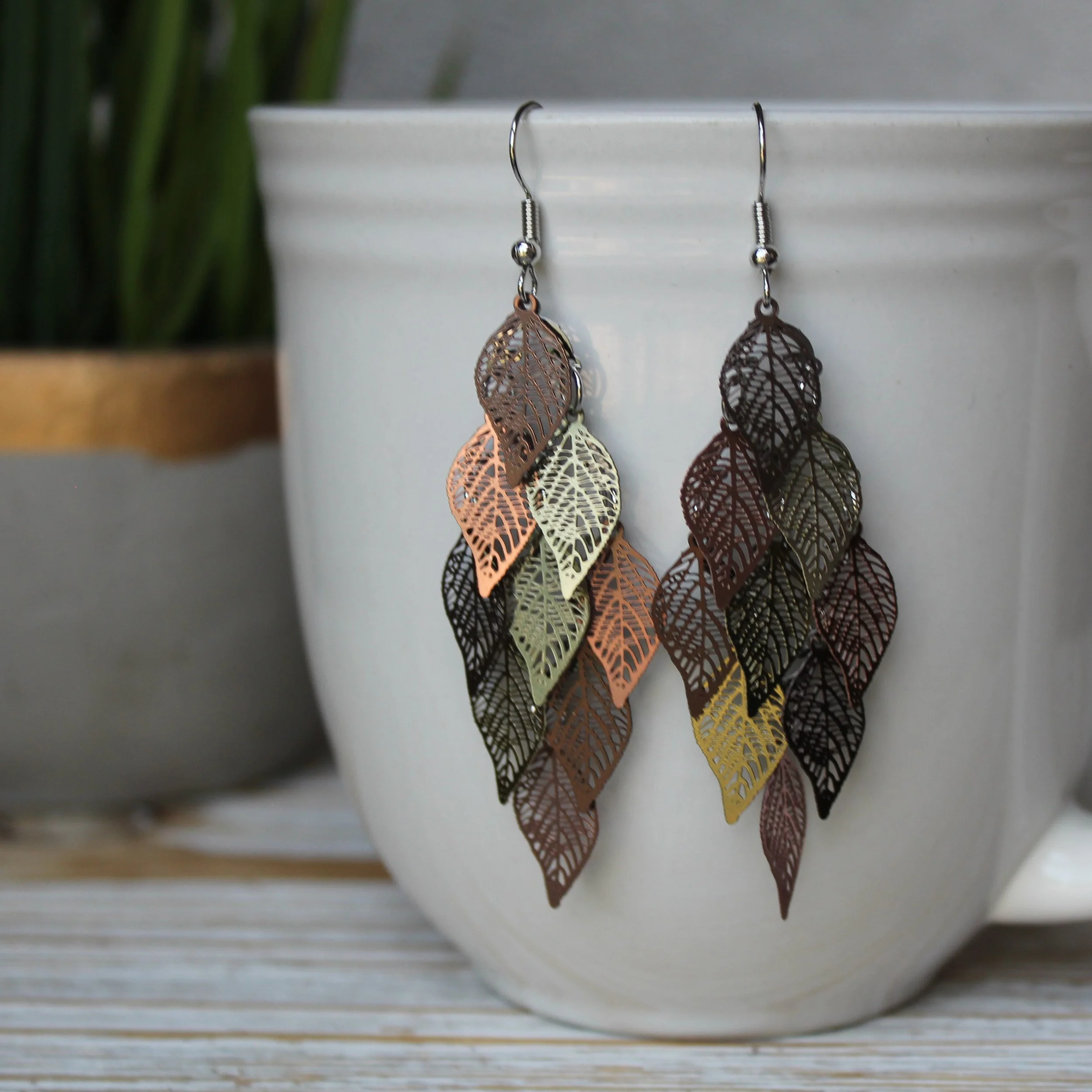 Dark Autumn Metal Leaf Tassel