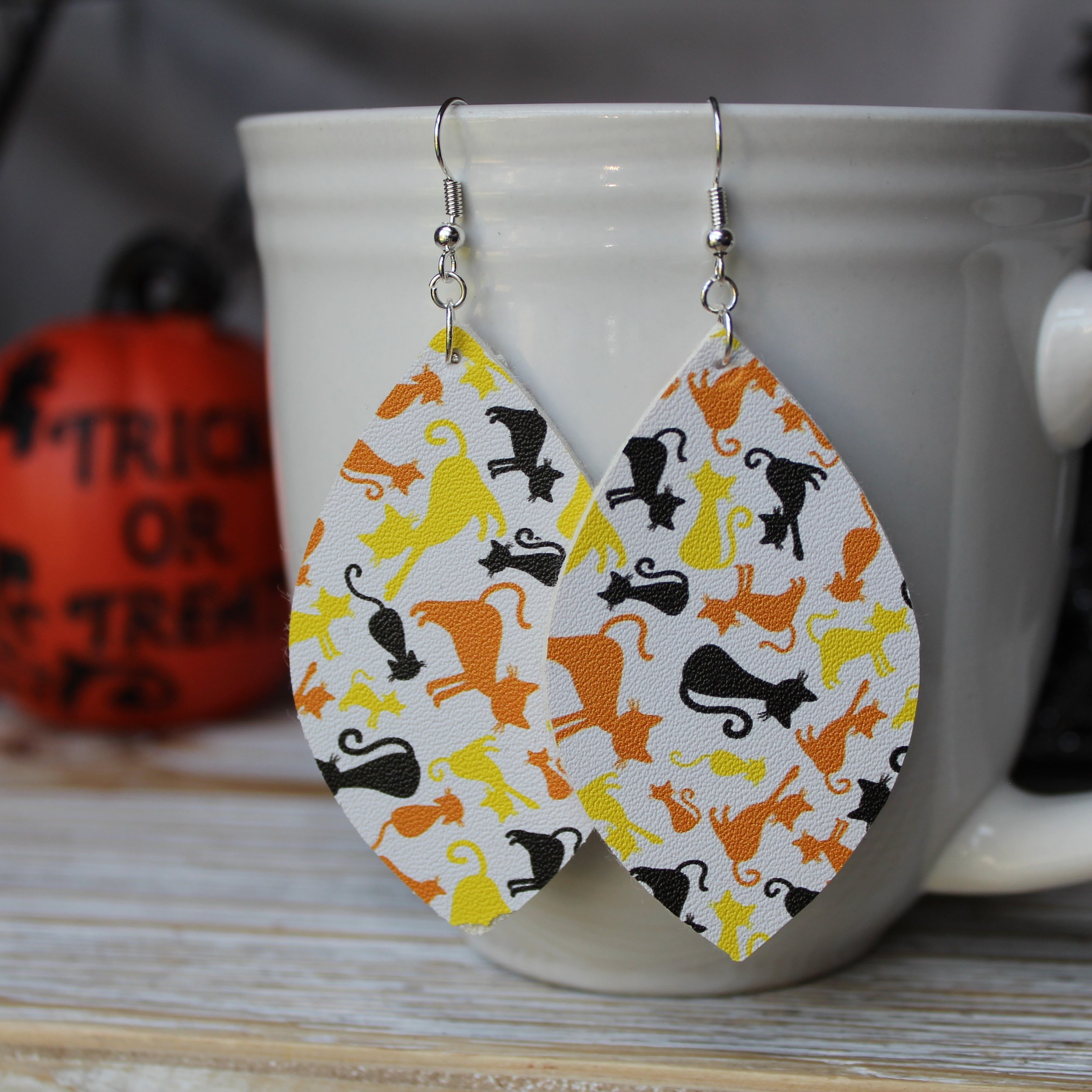 Throwback Halloween Cats Faux Leather