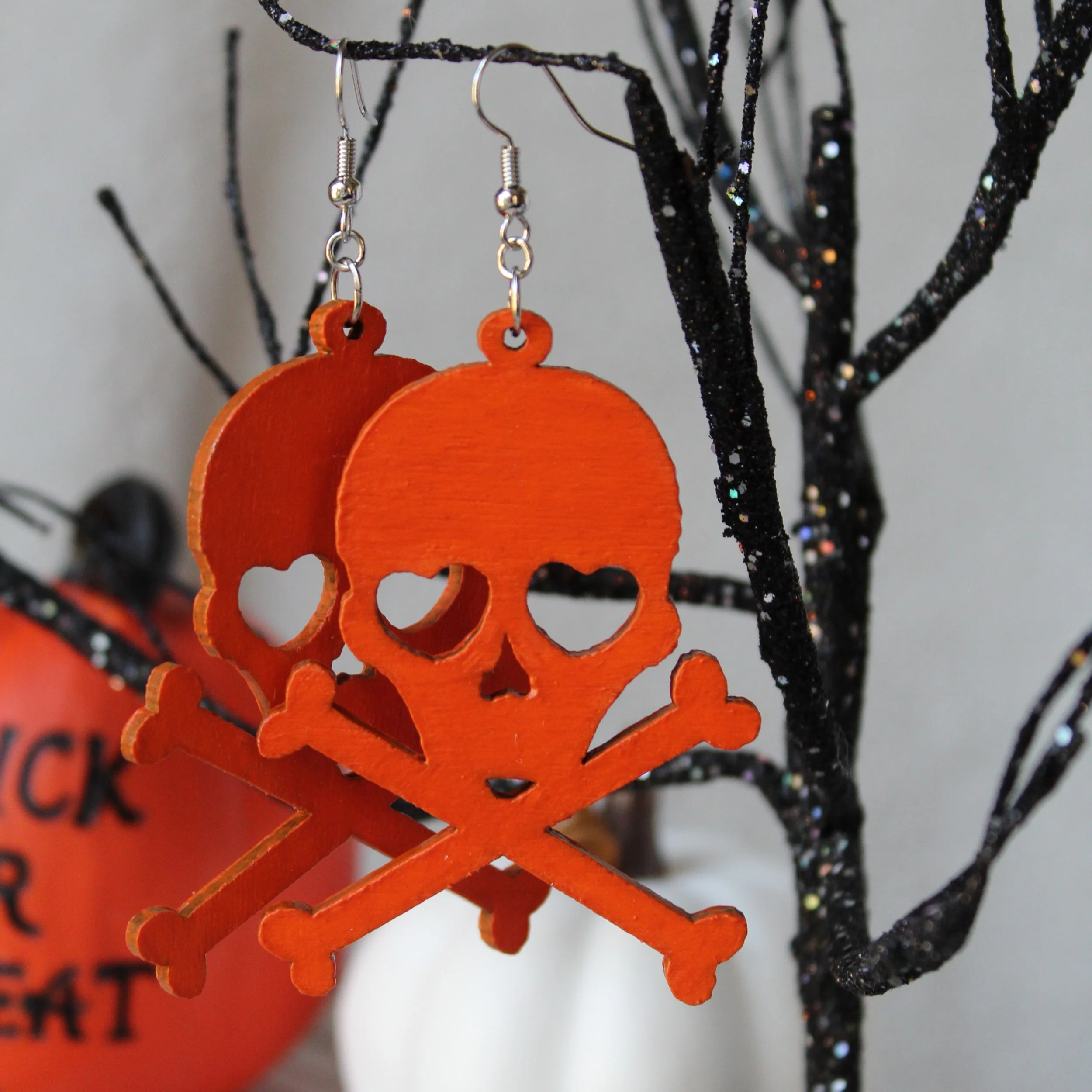 Throwback Orange Skulls Wooden