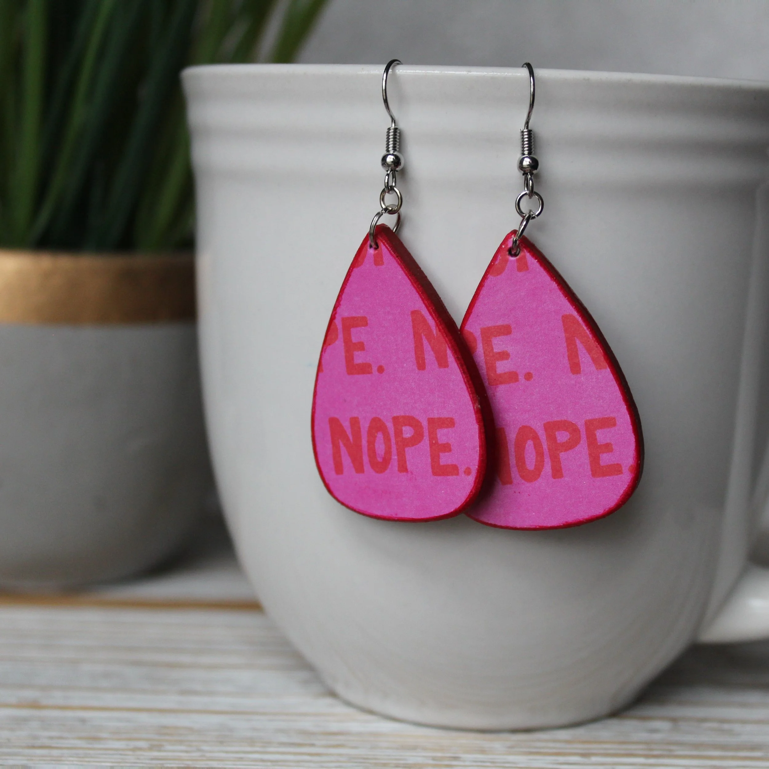 Throwback Nope Wooden Teardrop