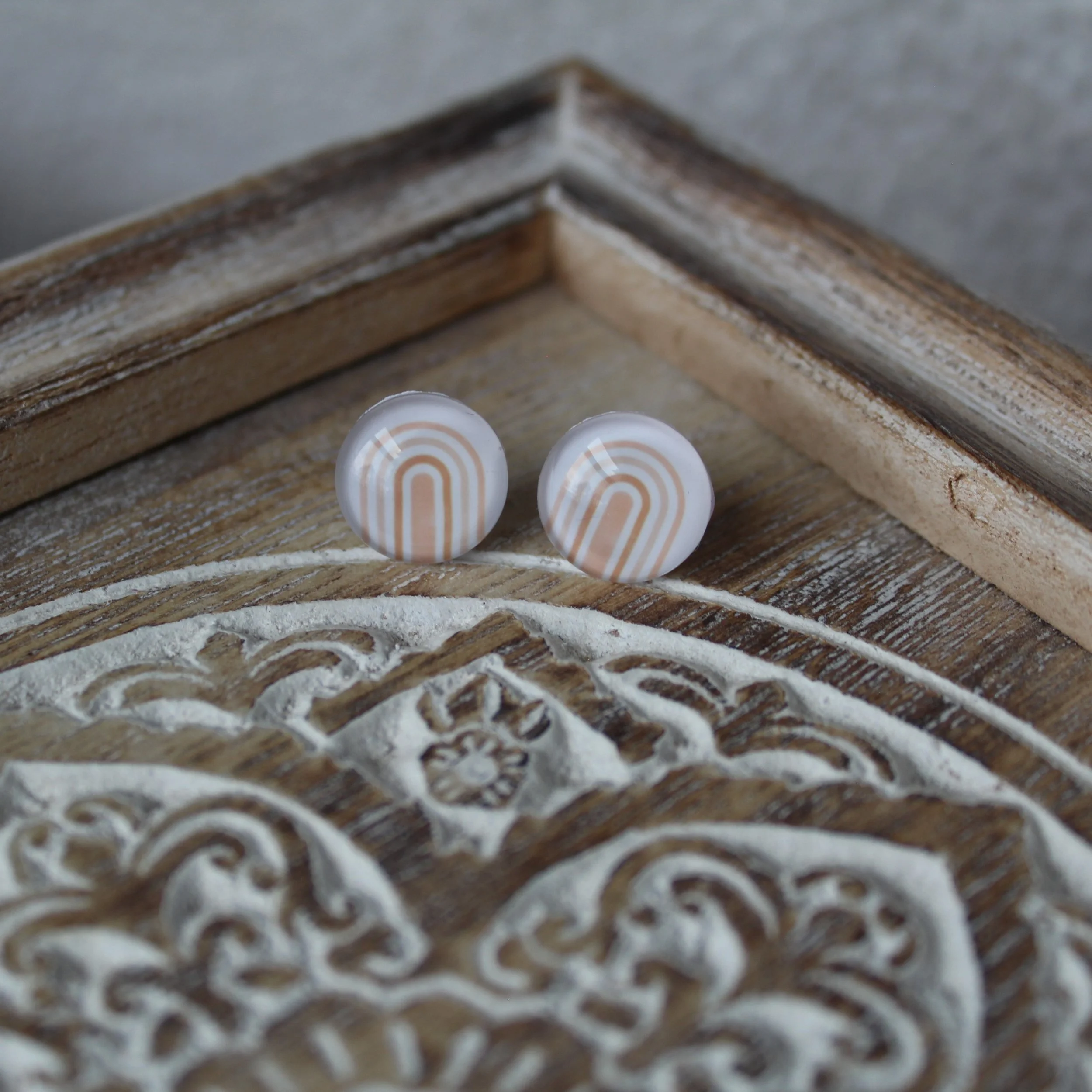 Sadie Rainbow Glass Dome Studs