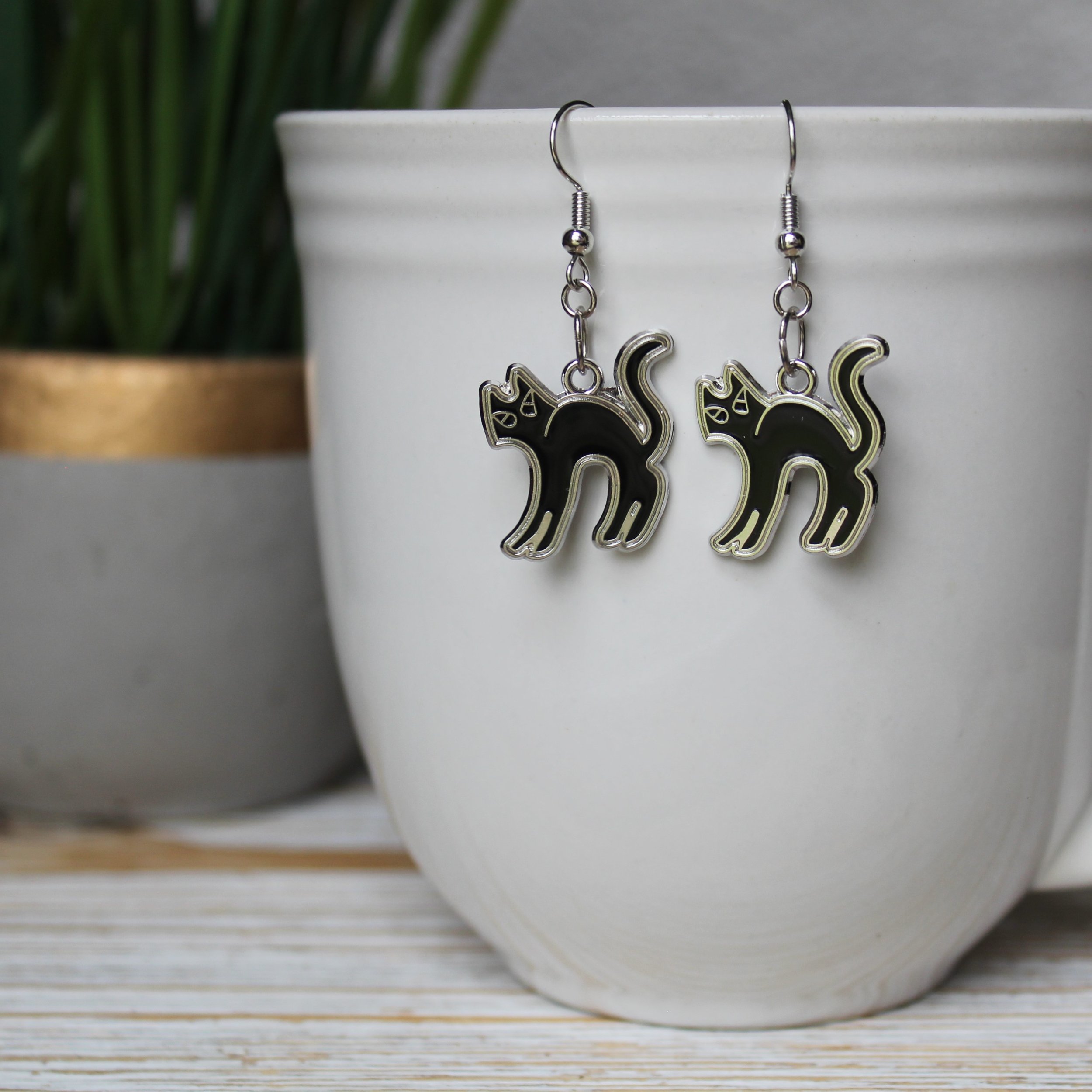 Black Cat Metal Dangles