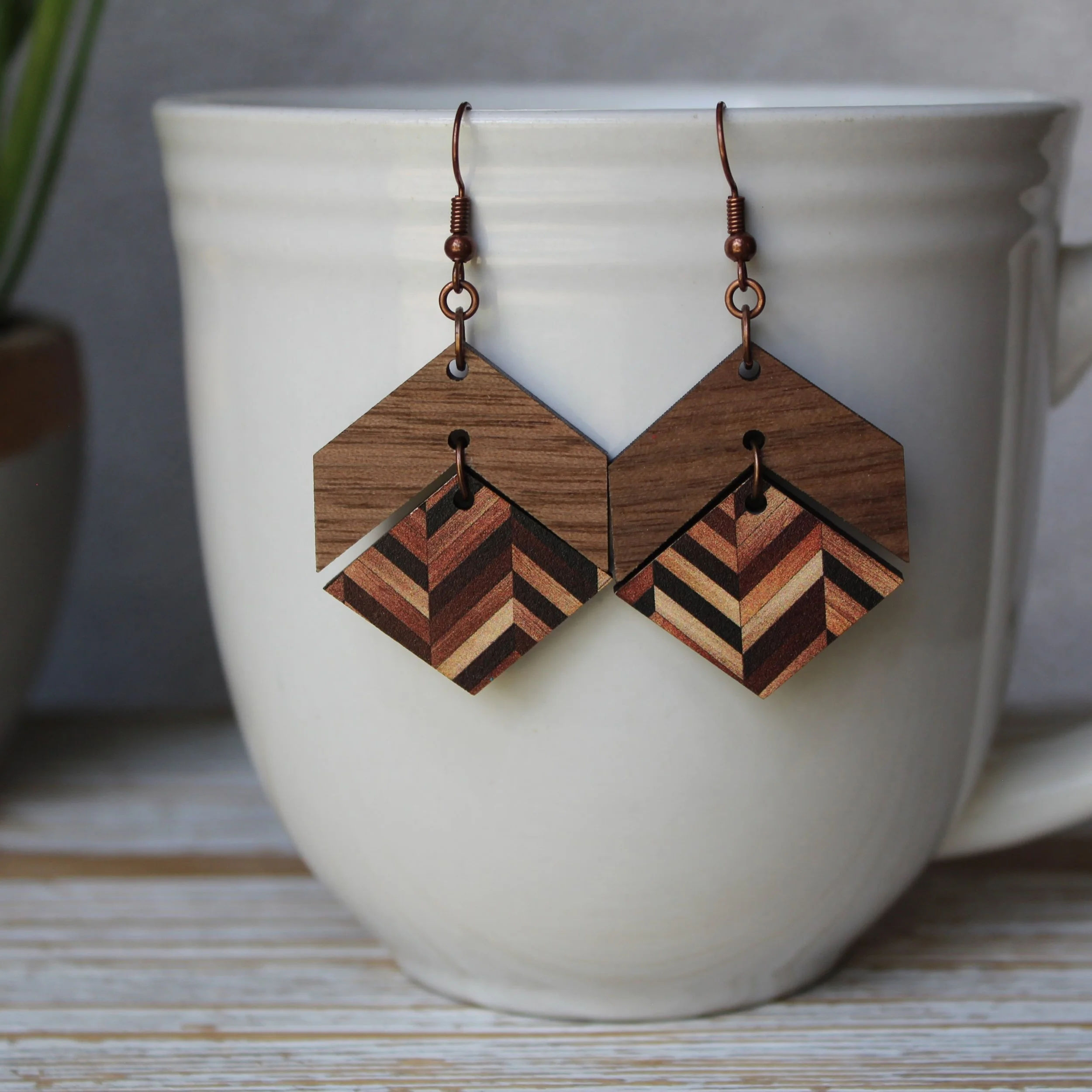 Chevron Split Hexagon Wooden