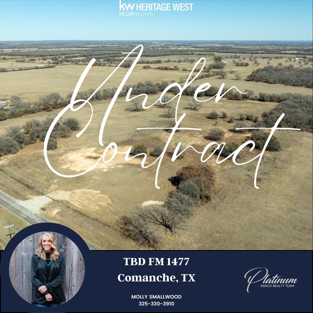 Big congratulations to Molly and her seller on getting this 18.68 Acres in Comanche UNDER CONTRACT! Looking forward to seeing them move to the closing table!

#undercontract #kwheritagewest #closingtablebound #landsales #texaslandsales #ComancheTexas