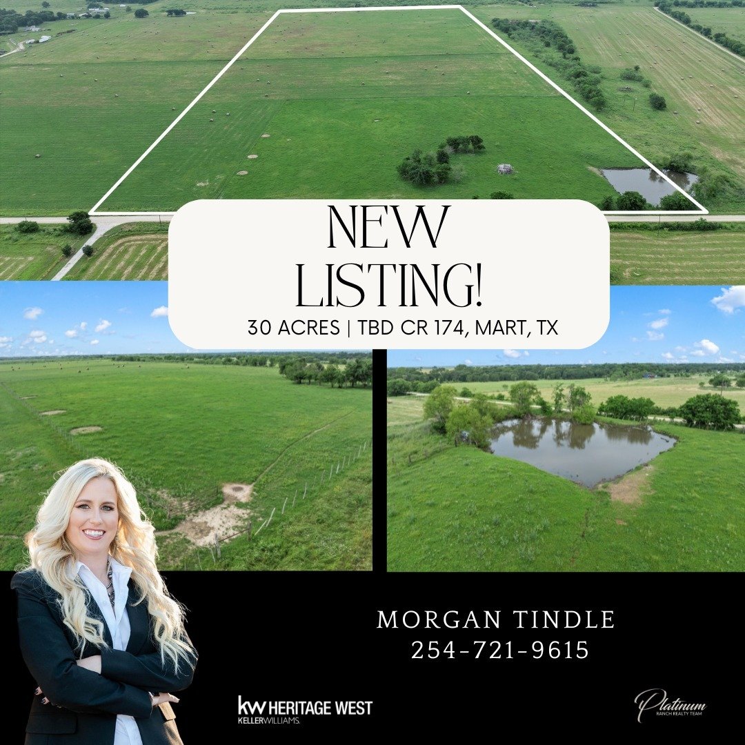 NEW LISTING! 💥

30 acres ready for a homesite in Falls County in Mart ISD! Enjoy the peace and quiet of the country setting with only being a few quick minutes from Waco. This property is ready for you to make it yours.

Presented at $247,500!

Cont