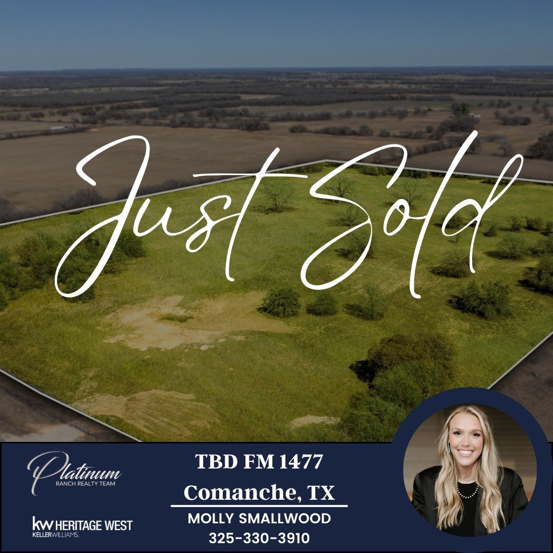 Big CONGRATULATIONS to Molly and her Seller on sealing the deal on this property and getting it SOLD!
Looking for something around Comanche? Give Molly a call today!
#sold #sellersagent #comanchecountytexas #comanchetexas #kwheritagewest #platinumlad