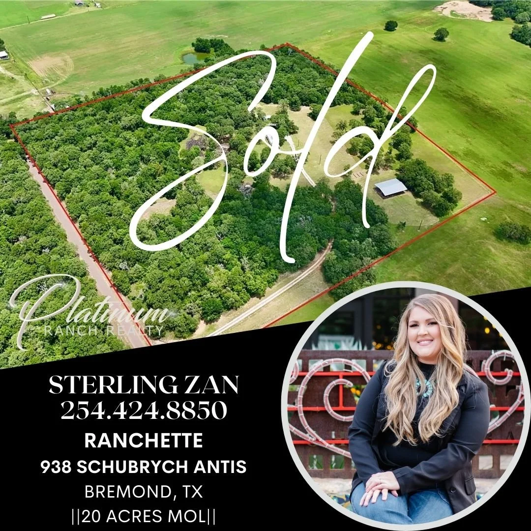 SOLD!!!

Congratulations to Sterling Zan and her repeat client on getting this property closed!! If you are considering buying or selling in the Robertson County area give Sterling a call!!
☎254.424.8850
 #ranchrealestate #YourTexasRealtors #platinum