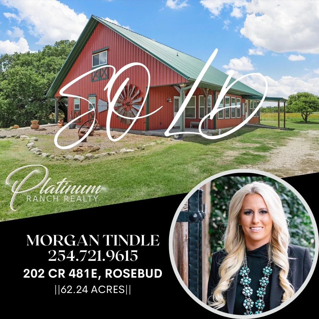 SOLD!!

Congratulations to Morgan and her seller! If you are looking to buy or sell here in Falls County, give her a call! 

Morgan Tindle
254-721-9615
morgan@platinumranchreatly.com

#fallscountytexas #SOLD #sellwithMT #platinumladies