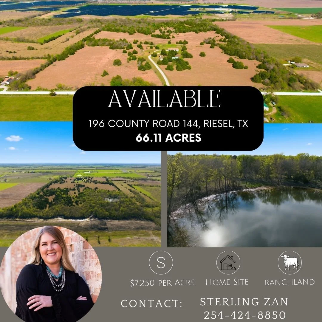 NEW LISTING

Discover the perfect blend of wide-open space and natural beauty on this stunning 66 acre MOL property located just outside of Riesel, TX. This expansive tract offers a picturesque mix of open pastureland, scattered trees and peaceful co