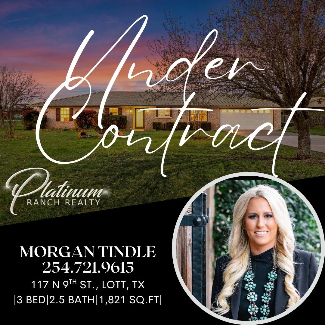 UNDER CONTRACT!! 

 Congratulations to Morgan and her sellers! Looking forward to seeing everyone move to the closing table!

If your looking to buy or sell in the Falls County area, give our agent/broker Morgan a call today!

254.721.9615
morgan@pla