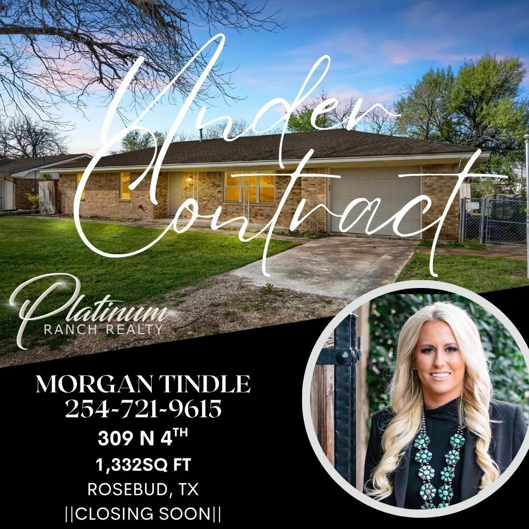 ✨UNDER CONTRACT!! 
 Congratulations to Morgan and her sellers! Looking forward to seeing everyone move to the closing table!
If your looking to buy or sell in the Falls County area, give our agent/broker Morgan a call today!
254.721.9615
morgan@plati