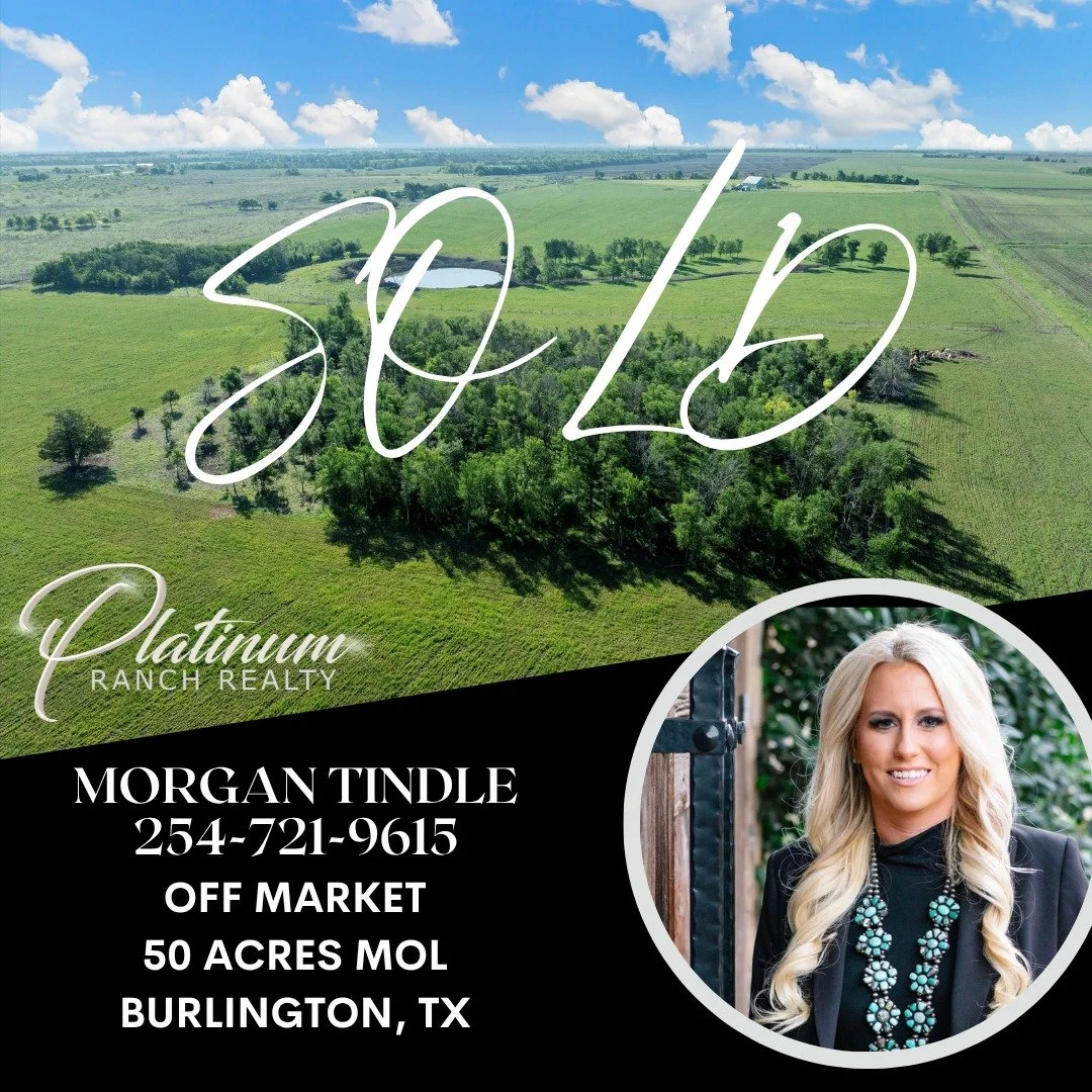 🎉 SOLD OFF MARKET 🎉

50 Acres MOL is officially SOLD! 🌾🤠

Congratulations to Morgan on helping get this property sold! 👏 Your hard work and dedication continue to make things happen behind the scenes.

Thinking about buying or selling land in Ce