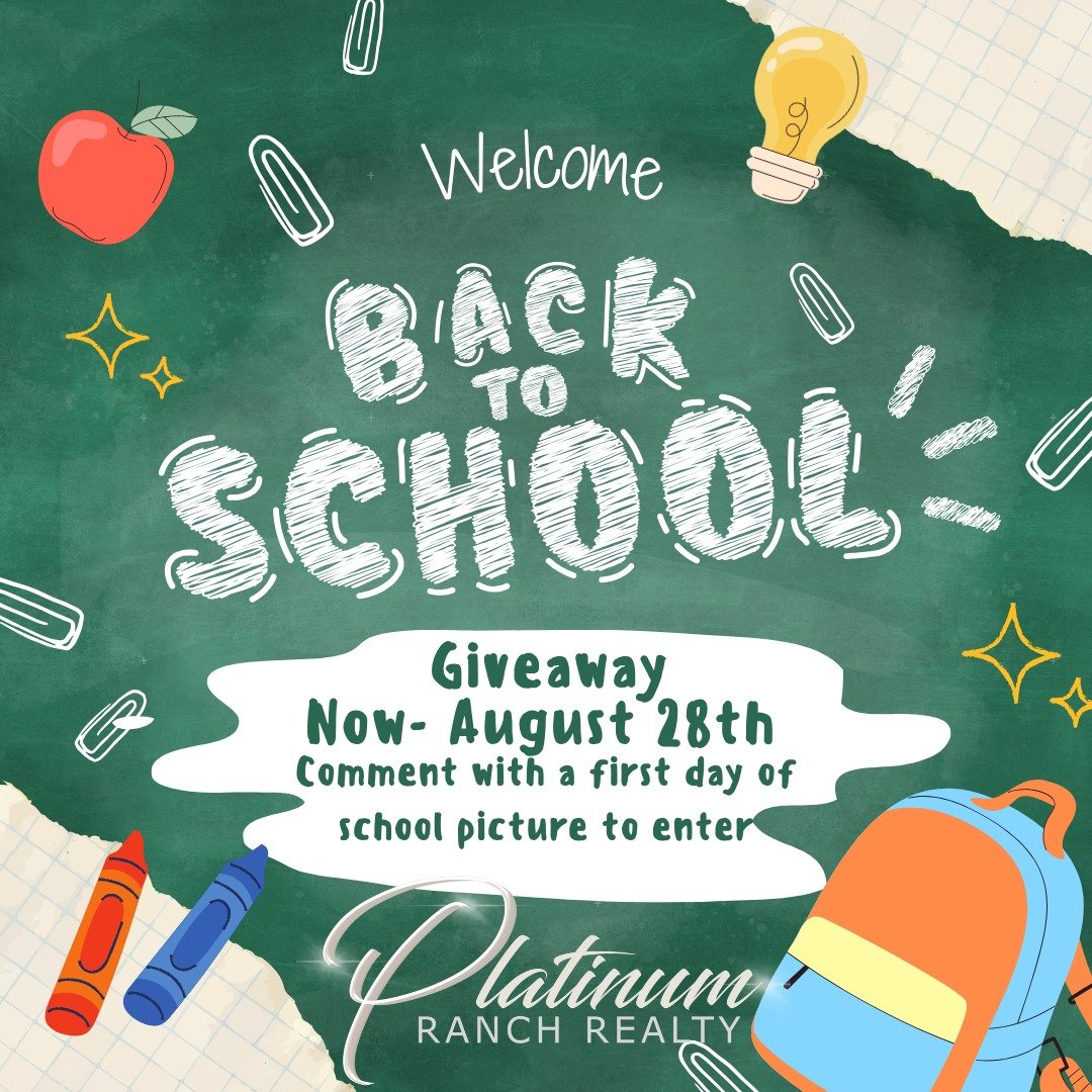 🍎📚 **BACK TO SCHOOL GIVEAWAY!** 🎒✏️

It&rsquo;s that time of year again&mdash;**backpacks are packed, alarms are set, and new chapters are beginning!** 🚌✨

At **Platinum Ranch Realty**, we know that finding the perfect home isn&rsquo;t just about
