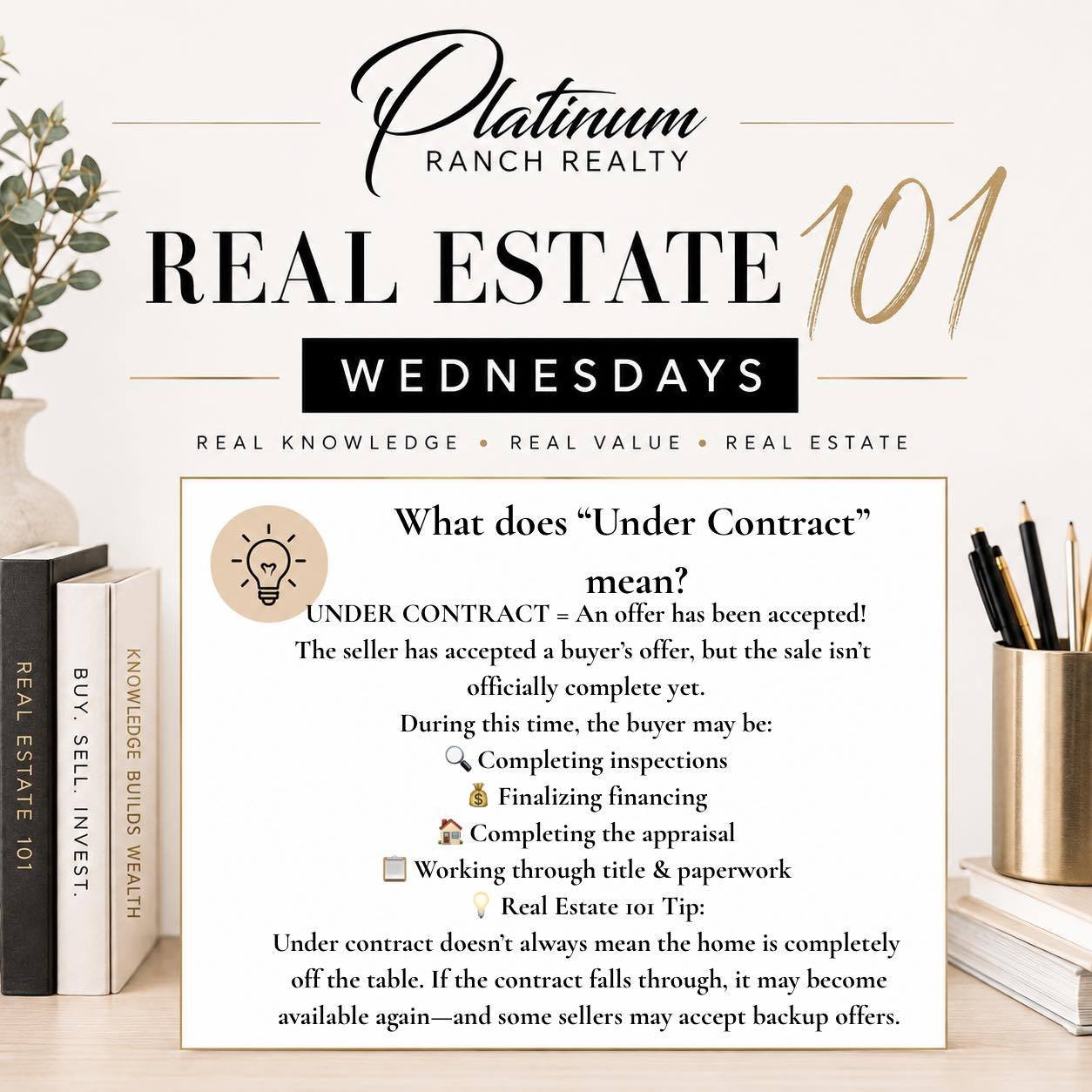 We&rsquo;re back for Week 2 of our Real Estate 101 Wednesday series! 🎉

This week, we&rsquo;re breaking down a term you&rsquo;ve probably seen when scrolling through homes: &ldquo;Under Contract.&rdquo;

What does it actually mean? And does it mean 