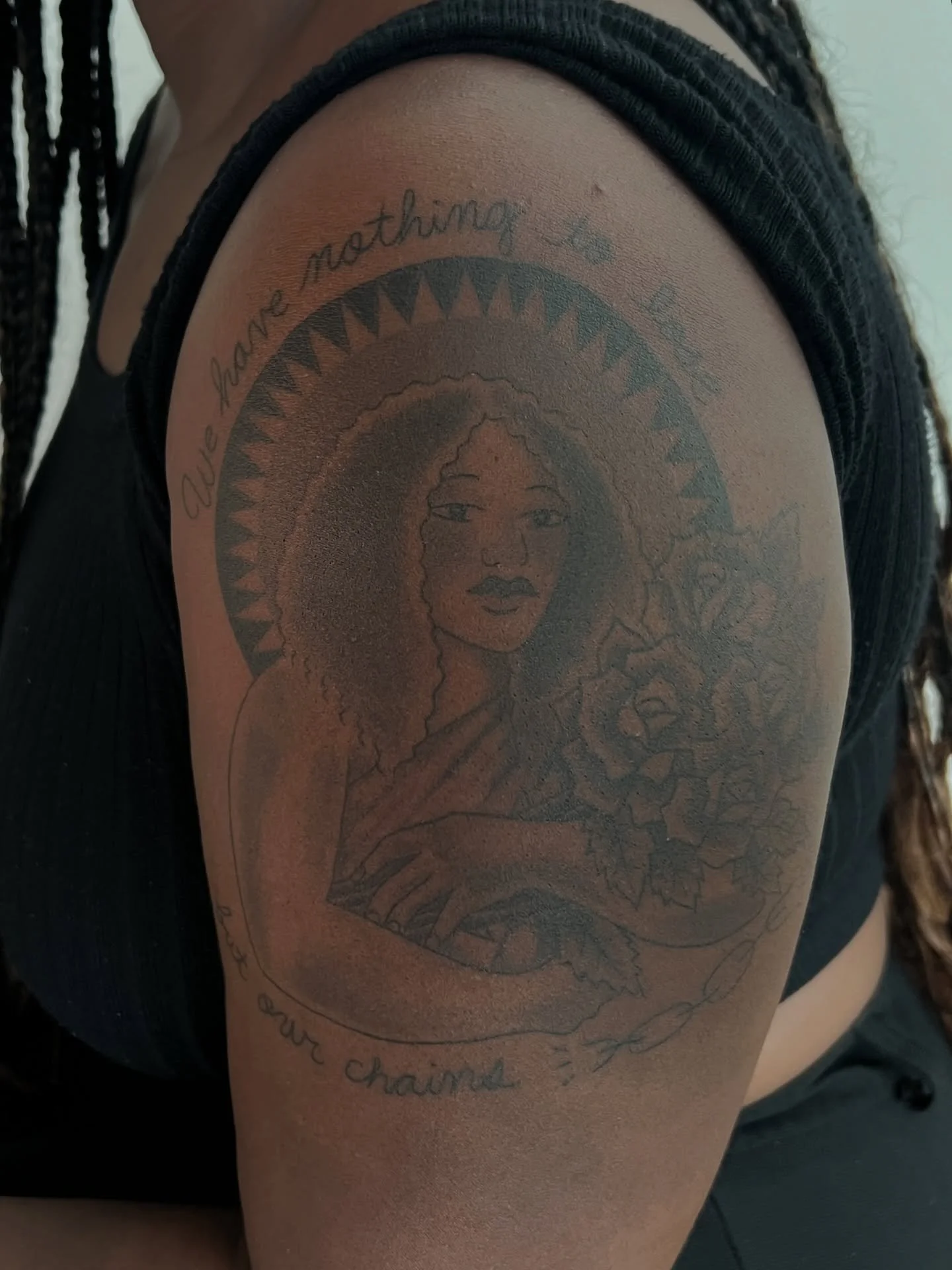 &ldquo;It is our duty to fight for our freedom.
It is our duty to win.
We must love each other and support each other.
We have nothing to lose but our chains.&rdquo; - Assata Shakur 🕯️(Rest in Power)

I had the honor of creating this tattoo for Ray&