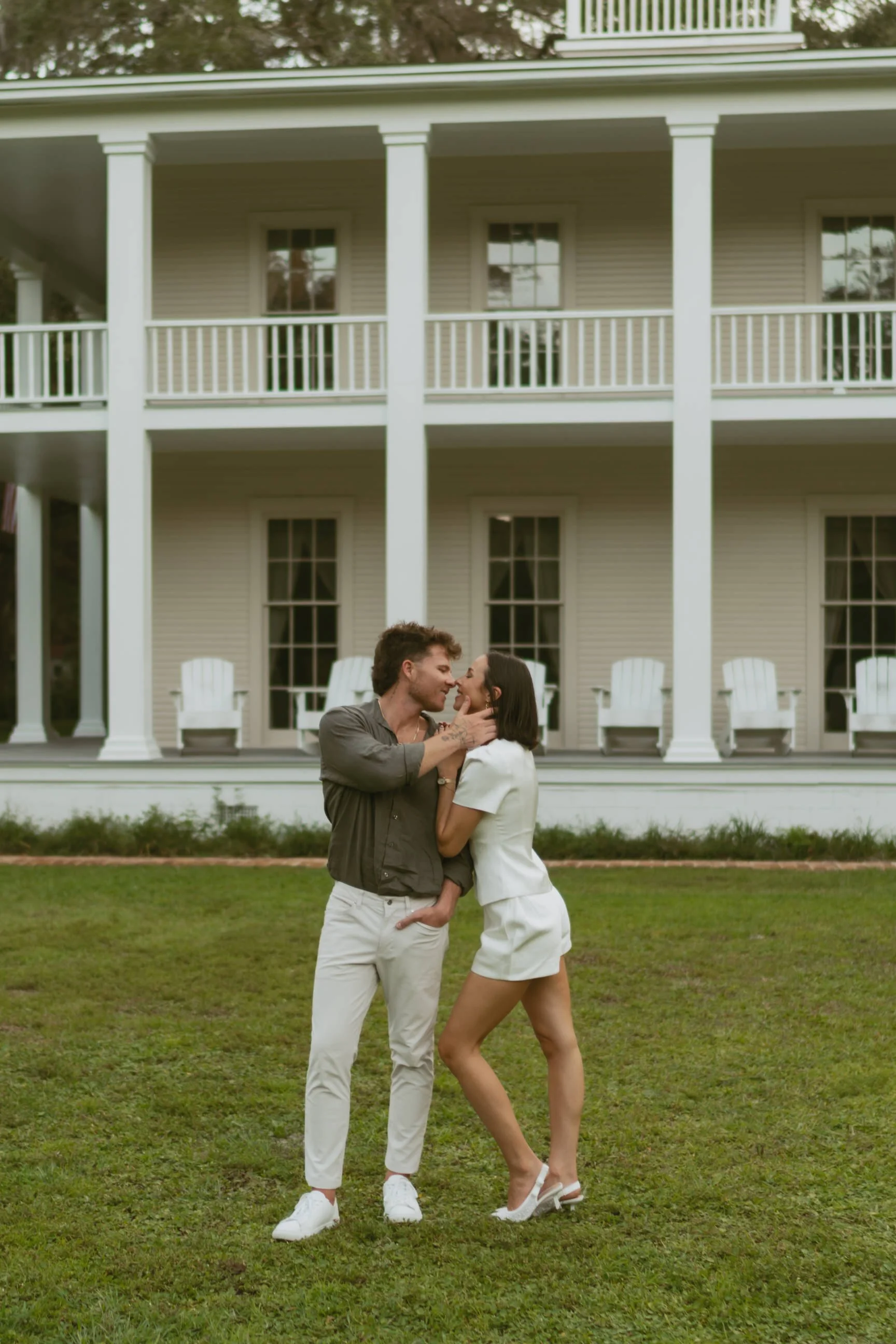 Editorial and refined engagement photoshoot outdoors 
