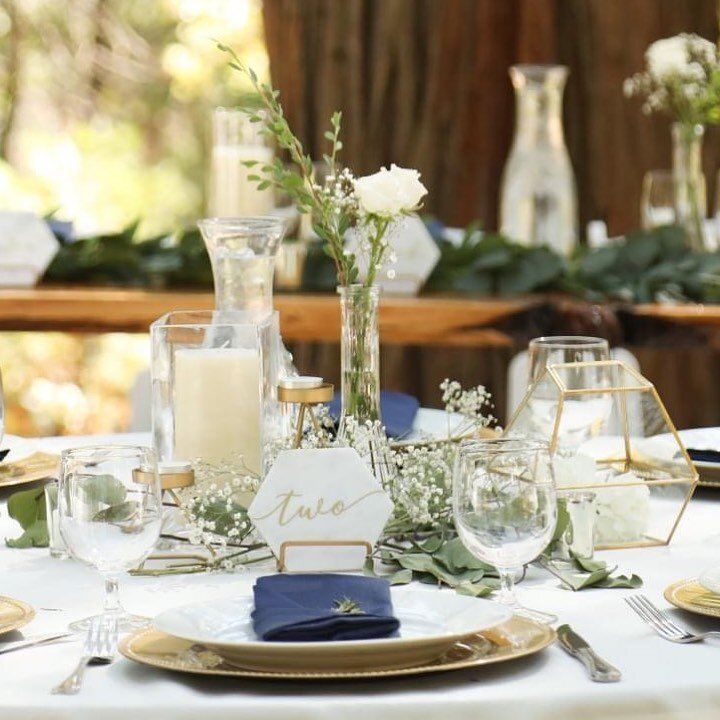 We love centerpieces! &hearts;️ 
Vases, tea lights, chargers, terrariums, and marble tile table numbers; Yes Please! 

#centerpieces #centerpiecesideas #supportlocalbusiness #chicoweddings #eventrentals #weddingdecor