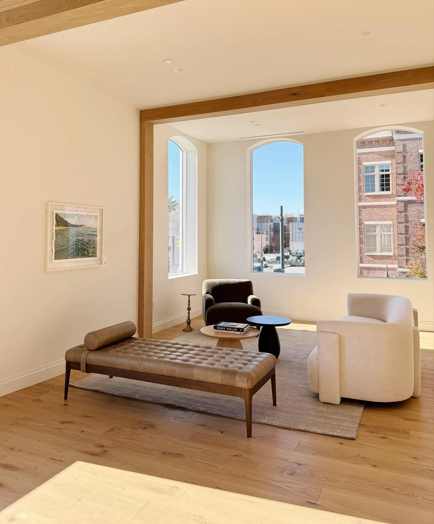 what a dream ✨ my newest piece, &ldquo;serene&rdquo; is now available and on display at the insanely gorgeous 111 state property in traverse city, mi. a huge thank you to @lydia.wiley.realtor @freshwaterdevelopment for making this dream a reality. sw