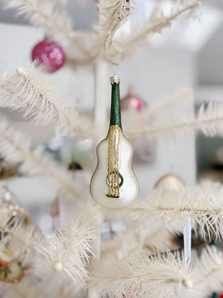 Vintage Hand-Blown Glass Guitar Ornament