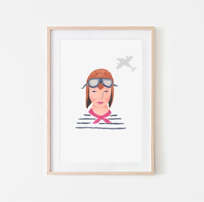 SAMPLE SALE | A is for Amelia Earhart | Giclée Fine Art Print