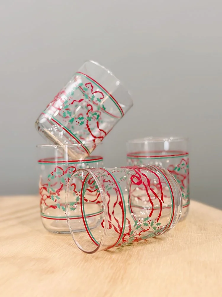 Vintage Set of Libbey Christmas Tumblers
