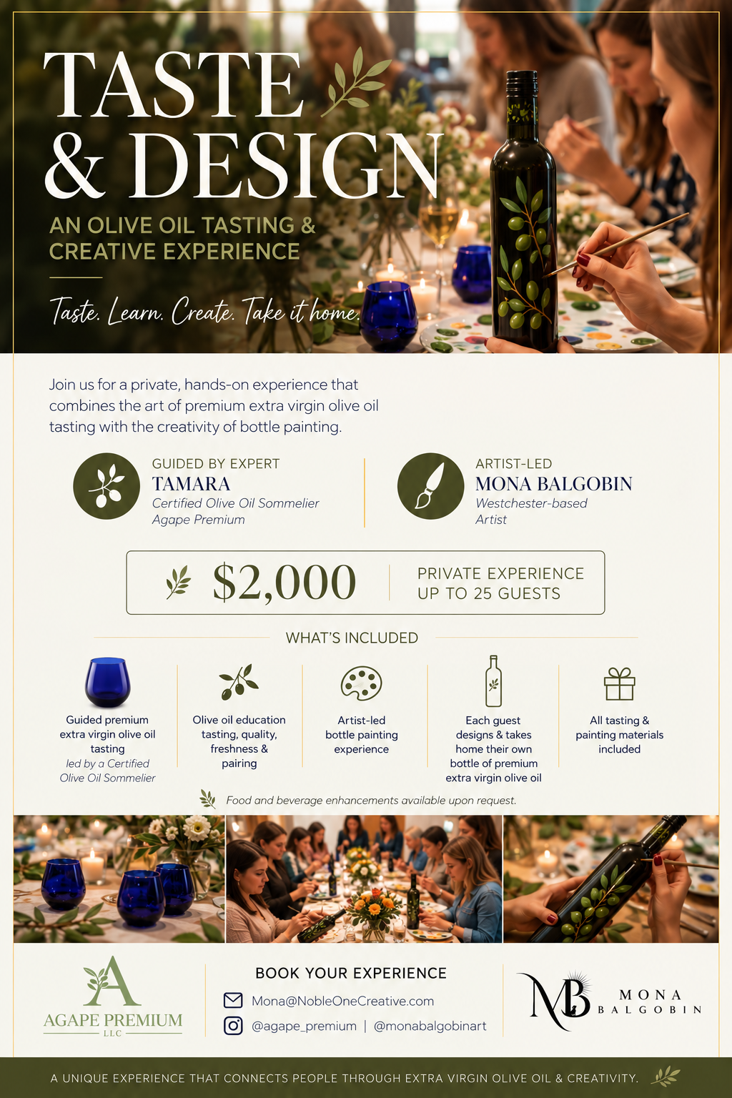 Taste & Design | Olive Oil Tasting & Bottle Painting Experience