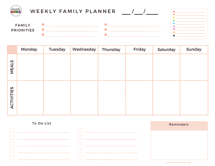 family planner template free printable — MOMCODE