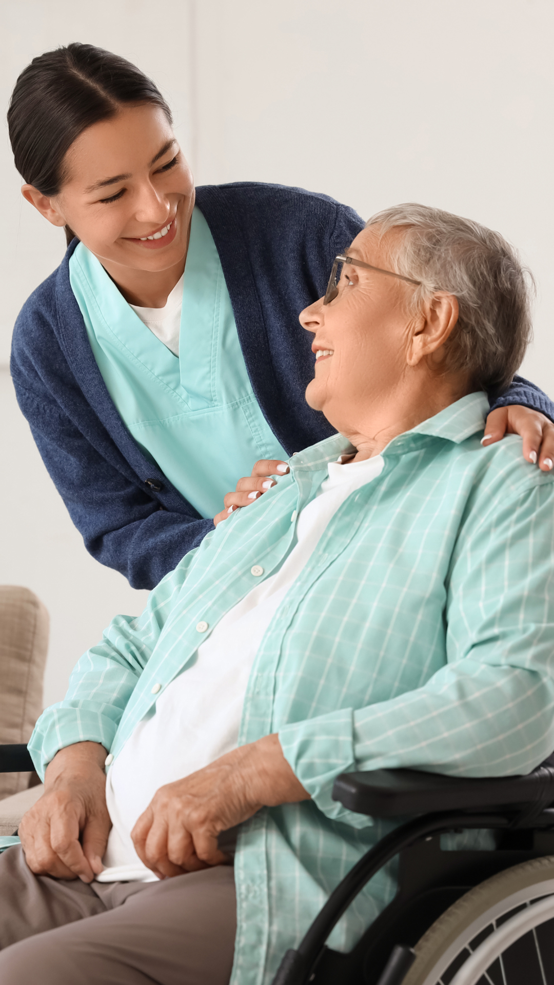 Personal support worker using DocBuddy on a tablet to document a resident encounter