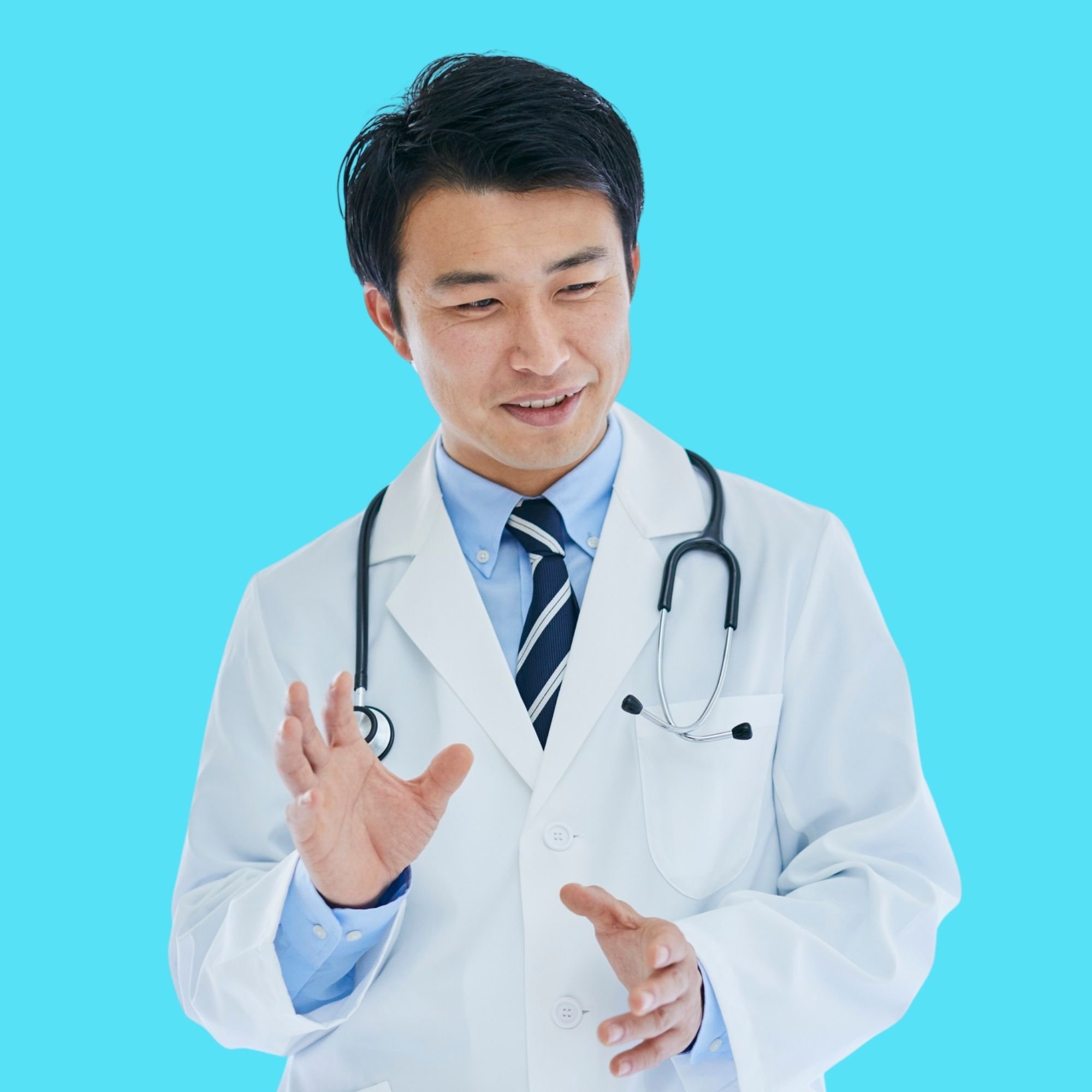 Physician reviewing patient notes during a long-term care visit