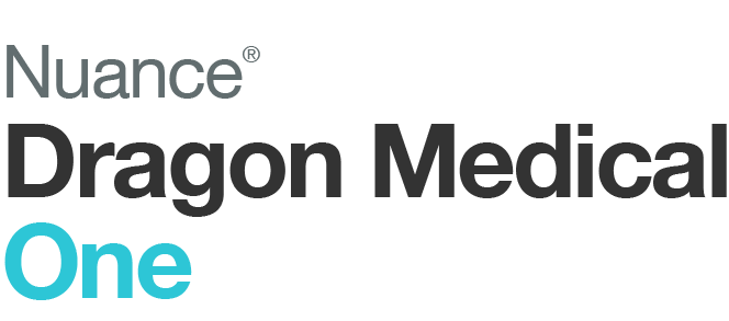 Nuance Dragon Medical One logo on a black background