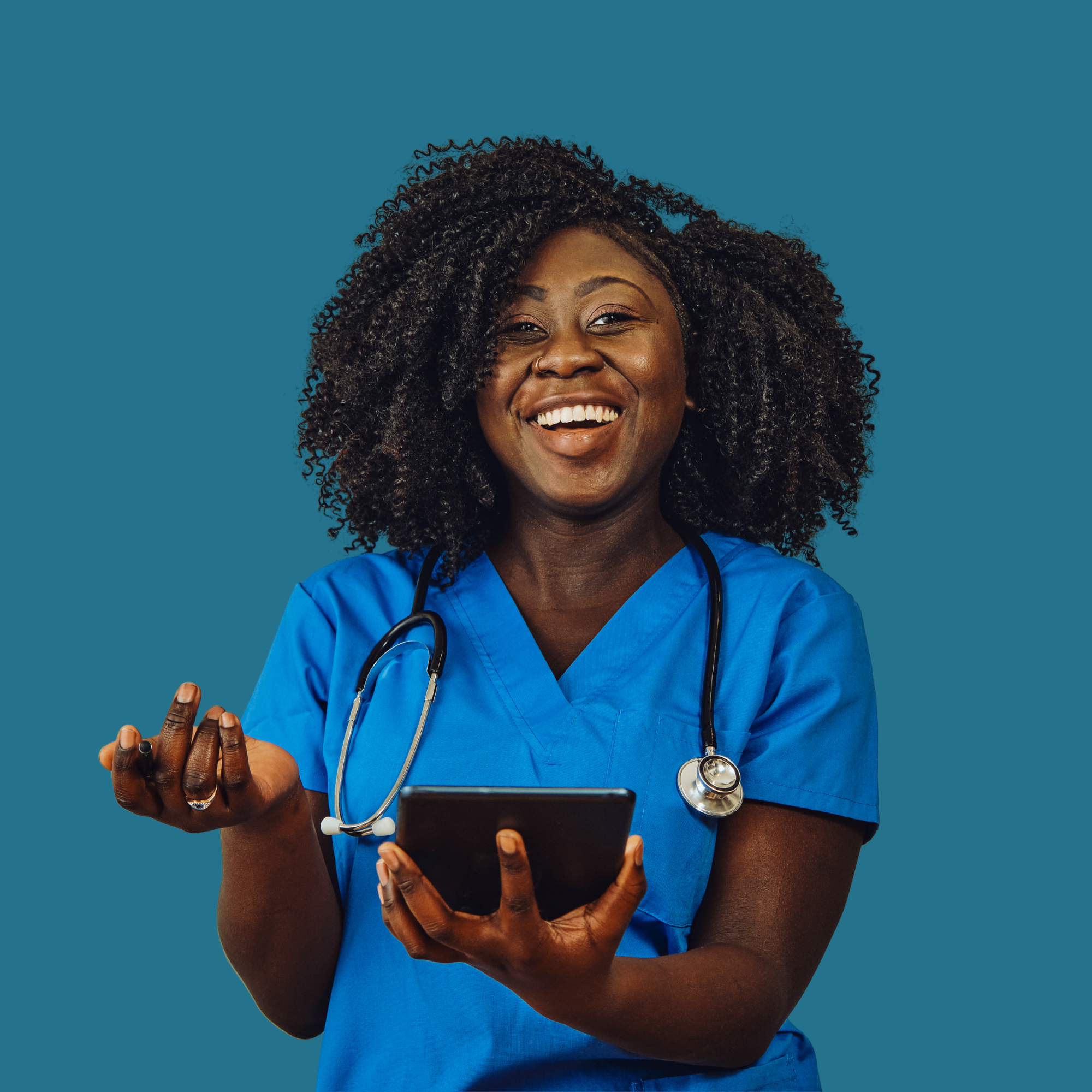Registered nurse documenting resident care in a long-term care facility